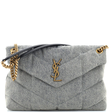 Saint Laurent Loulou Puffer Shoulder Bag Quilted Vintage Denim Medium