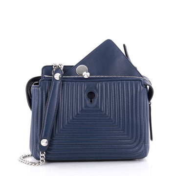 Fendi DotCom Click Top Handle Bag Quilted Leather Small Blue 2375103