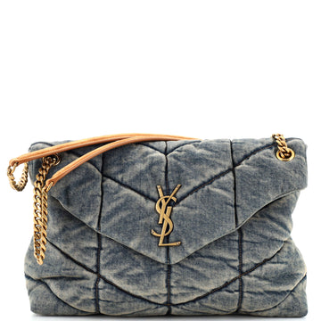 Saint Laurent Loulou Puffer Shoulder Bag Quilted Vintage Denim Medium