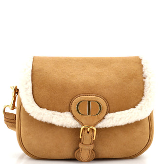 Christian Dior Bobby Flap Bag Shearling and Suede Medium Neutral 2375142