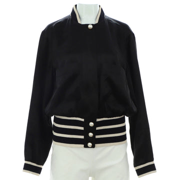 Chanel Women's Striped Bomber Jacket Acetate