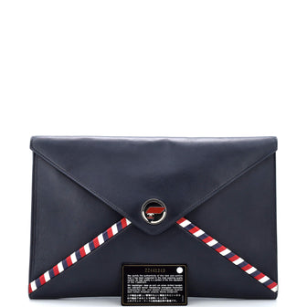 Chanel Airlines Envelope Clutch Lambskin Large Blue 2375793