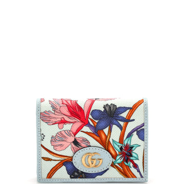 Gucci GG Marmont Flap Card Case Flora Canvas