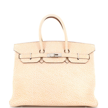 Hermes Birkin Handbag Orange Dalmatian Buffalo with Palladium Hardware 35