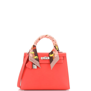 Hermes Kelly Handbag Pink Epsom with Palladium Hardware 25