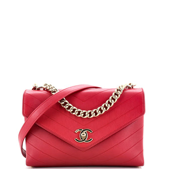 Chanel Coco Chevron Flap Bag Stitched Calfskin Small