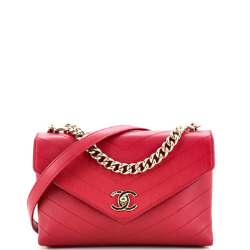 Chanel Coco Chevron Flap Bag Stitched Calfskin Small