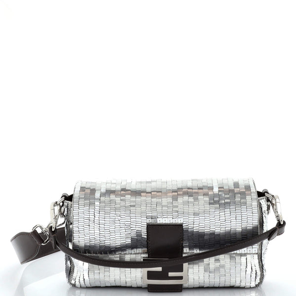 Fendi Baguette NM Bag Sequins Medium Silver 2376941