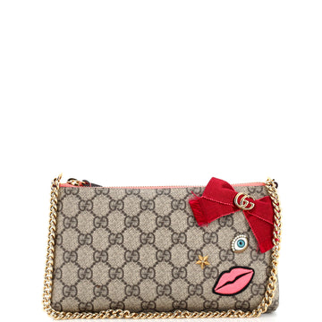 Gucci Chain Wristlet Wallet GG Coated Canvas with Applique