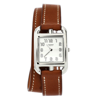 Hermes Cape Cod Double Tour Quartz Watch Stainless Steel and Leather 23