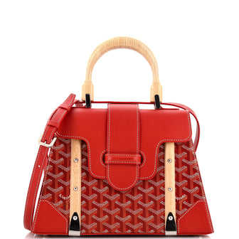 Goyard Saigon Top Handle Bag Coated Canvas with Leather PM