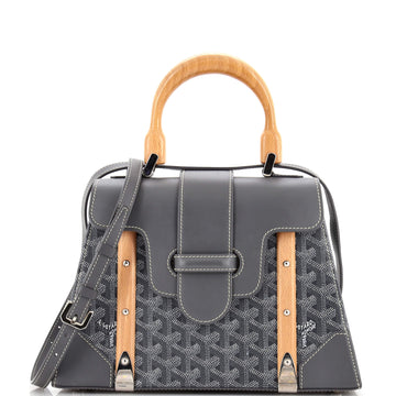 Goyard Saigon Top Handle Bag Coated Canvas with Leather PM