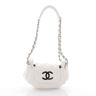 Chanel Accordion Flap Bag Quilted Lambskin Mini White