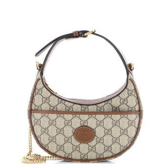 Gucci Interlocking G Patch Half Moon Hobo GG Coated Canvas Mini