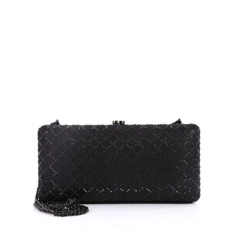 Chanel CC Clasp Clutch Embellished Leather Black