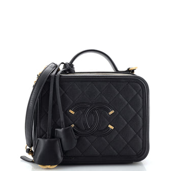 Chanel Filigree Vanity Case Quilted Caviar Medium