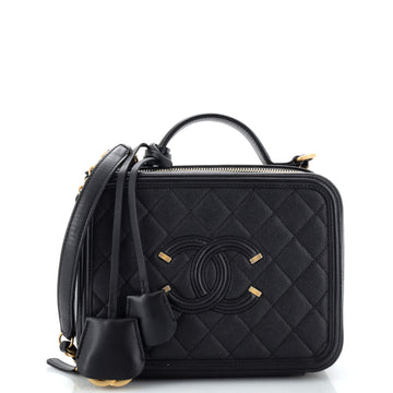 Chanel Filigree Vanity Case Quilted Caviar Medium