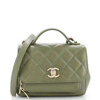 Chanel Business Affinity Flap Bag Quilted Caviar Mini Green 2379721