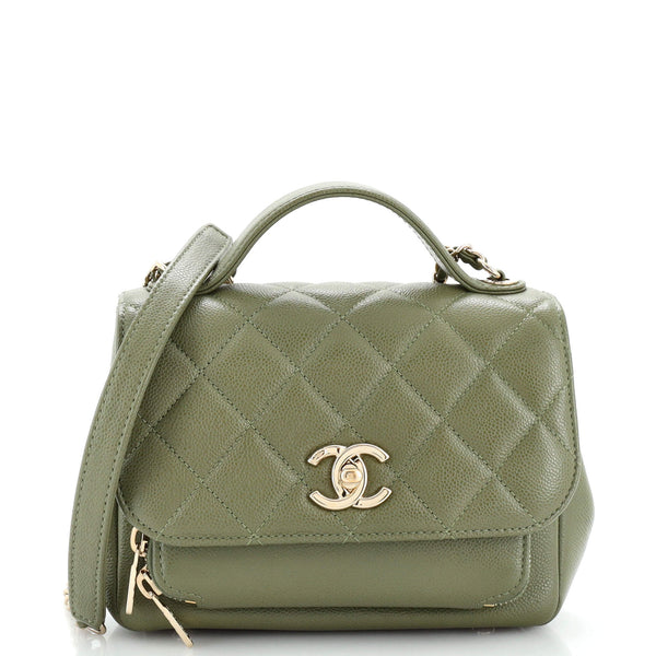 Chanel Business Affinity Flap Bag Quilted Caviar Mini Green