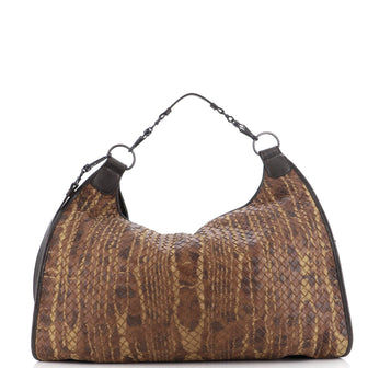 Bottega Veneta Shoulder Bag Printed Intrecciato Leather with Snakeskin Medium