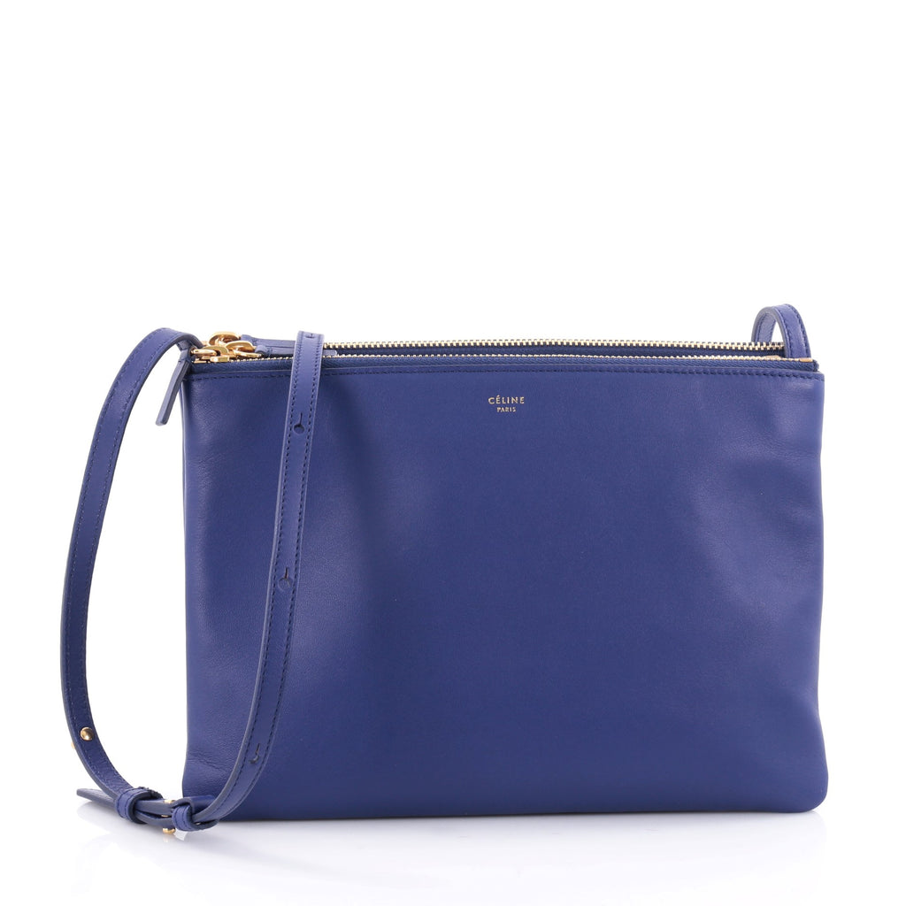 Tria Real Leather Cross body Bag in Blue - MISC