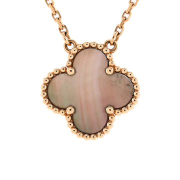 Van Cleef & Arpels Vintage Alhambra Pendant Necklace 18K Rose Gold and Mother of Pearl