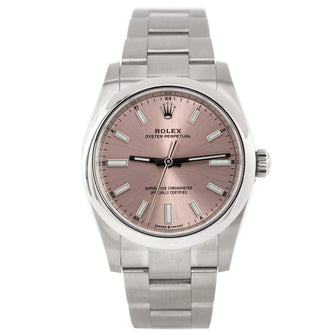 Rolex Oyster Perpetual Pink Automatic Watch Stainless Steel 34