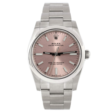 Rolex Oyster Perpetual Pink Automatic Watch Stainless Steel 34