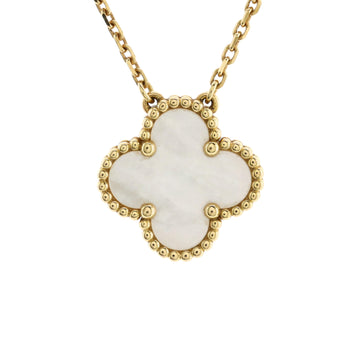 Van Cleef & Arpels Vintage Alhambra Pendant Necklace 18K Yellow Gold and Mother of Pearl