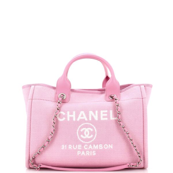 Chanel Deauville NM Tote Mixed Fibers Small Pink