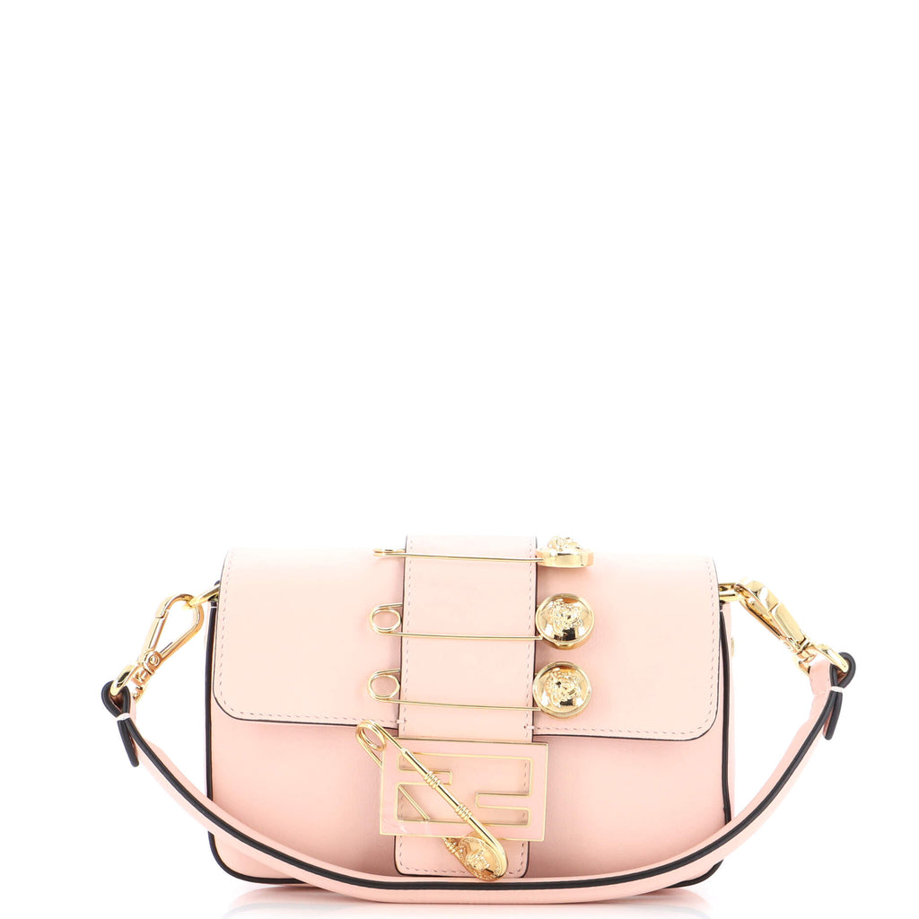 Fendi x Versace Fendace Brooch Baguette NM Bag Leather Mini Pink