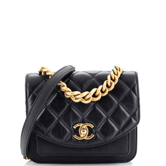 Chain Handle Flap Bag Quilted Calfskin with Caviar Mini