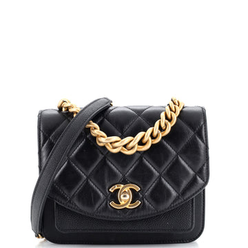 Chanel Chain Handle Flap Bag Quilted Calfskin with Caviar Mini