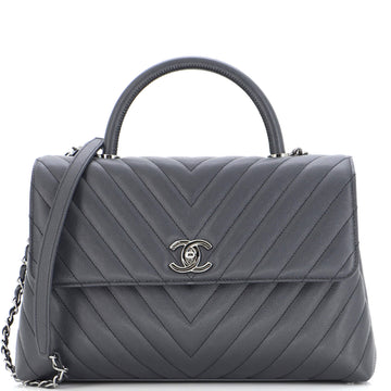 Chanel Coco Top Handle Bag Chevron Caviar Medium