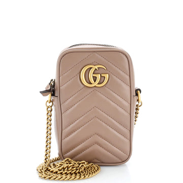 Gucci GG Marmont Vertical Phone Crossbody Bag Matelasse Leather Mini