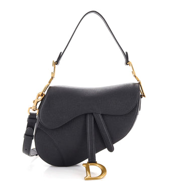 Christian Dior Saddle Handbag with Strap Leather Medium