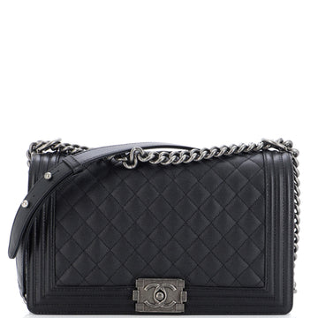 Chanel Boy Flap Bag Quilted Caviar New Medium