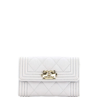 Chanel Boy Flap Card Case Quilted Caviar