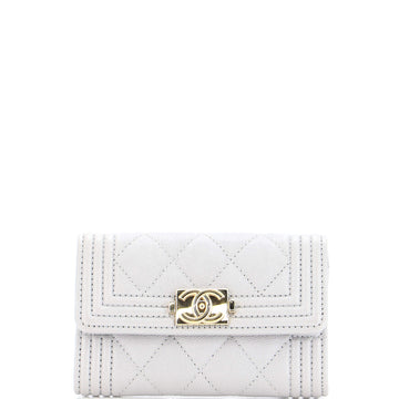 Chanel Boy Flap Card Case Quilted Caviar