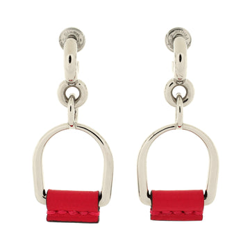 Hermes Heritage Equestre Dangle Earrings Metal with Leather Small