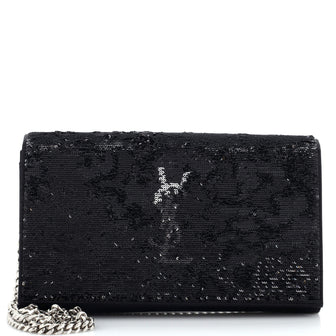 Saint Laurent Classic Monogram Shoulder Bag Sequins and Satin Medium