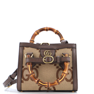 Gucci Diana NM Bamboo Handle Tote Jumbo GG Canvas Mini
