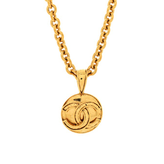 Chanel Vintage CC Round Pendant Long Necklace Metal