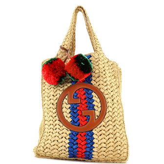Gucci Round Interlocking G Tote Raffia Small