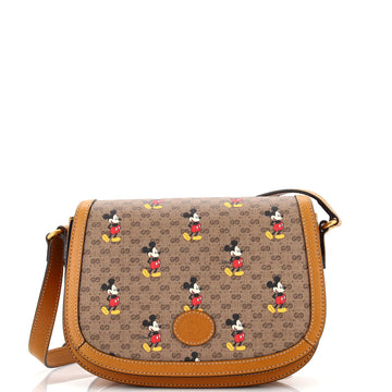 Gucci Disney Mickey Mouse Flap Shoulder Bag Printed Mini GG Coated Canvas Small