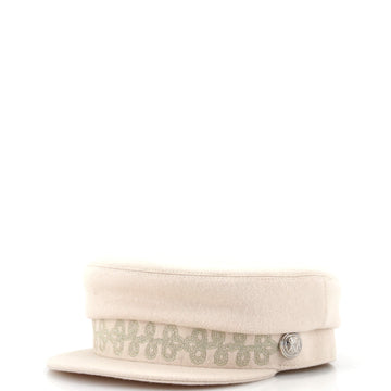 Hermes Cabourg en Finesse Newsboy Cap Embroidered Wool