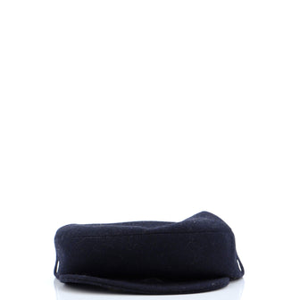 Hermes Newsboy Cap Wool with Leather