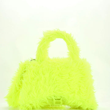 Balenciaga Fluffy Hourglass Top Handle Bag Faux Fur Medium