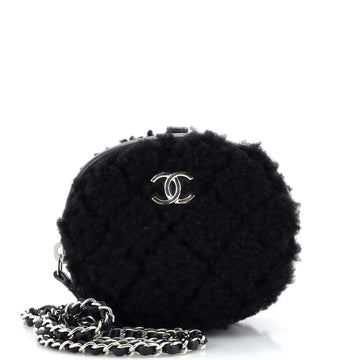 Chanel Round Clutch with Chain Quilted Shearling Mini