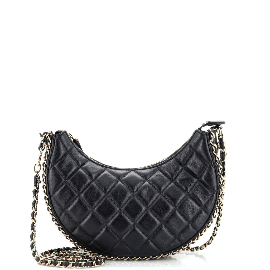 Chanel Chain Around Hook Hobo Quilted Lambskin Small Black 2383121